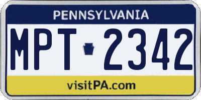 PA license plate MPT2342