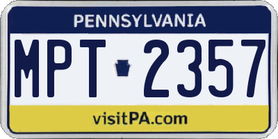 PA license plate MPT2357