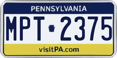 PA license plate MPT2375