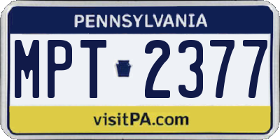 PA license plate MPT2377