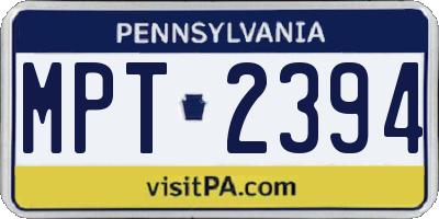 PA license plate MPT2394