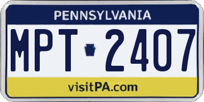 PA license plate MPT2407
