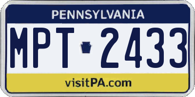 PA license plate MPT2433