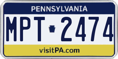 PA license plate MPT2474