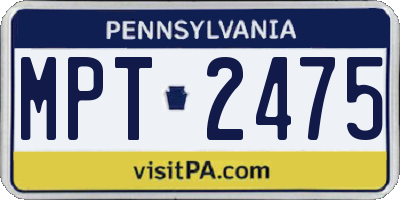 PA license plate MPT2475