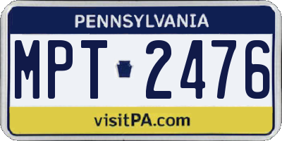 PA license plate MPT2476