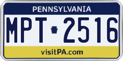 PA license plate MPT2516