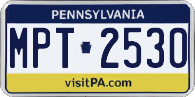 PA license plate MPT2530