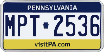 PA license plate MPT2536