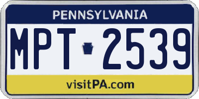 PA license plate MPT2539