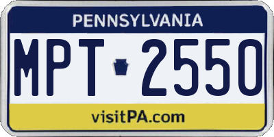 PA license plate MPT2550