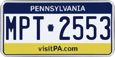 PA license plate MPT2553