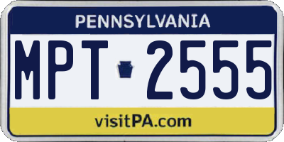 PA license plate MPT2555