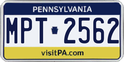 PA license plate MPT2562