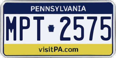 PA license plate MPT2575
