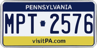 PA license plate MPT2576