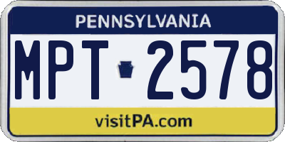 PA license plate MPT2578