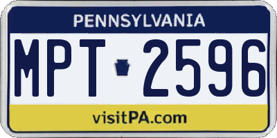 PA license plate MPT2596
