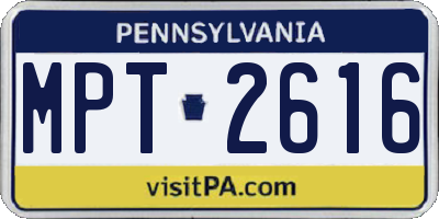 PA license plate MPT2616