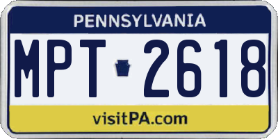 PA license plate MPT2618