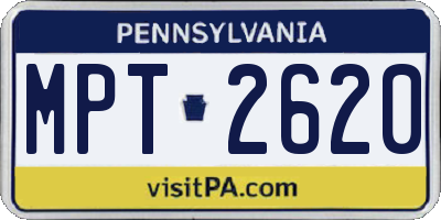 PA license plate MPT2620