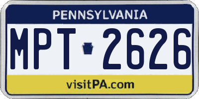 PA license plate MPT2626