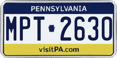 PA license plate MPT2630