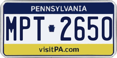 PA license plate MPT2650