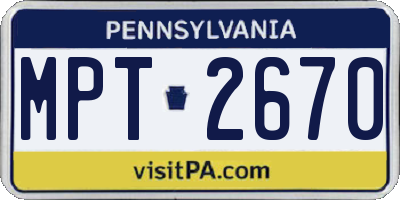 PA license plate MPT2670