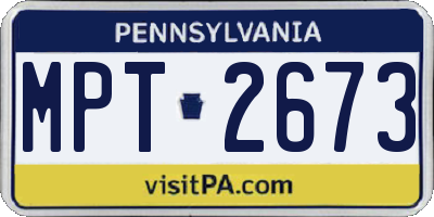 PA license plate MPT2673