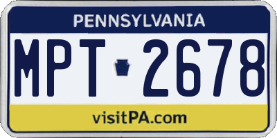 PA license plate MPT2678
