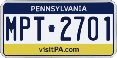 PA license plate MPT2701