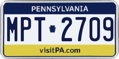 PA license plate MPT2709