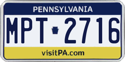 PA license plate MPT2716