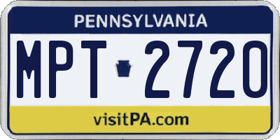 PA license plate MPT2720