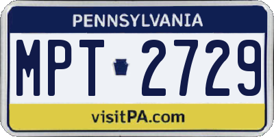 PA license plate MPT2729