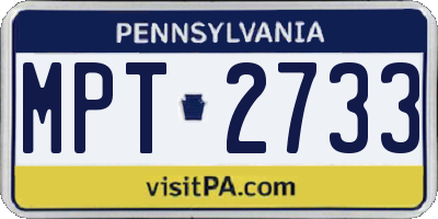 PA license plate MPT2733
