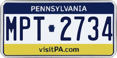 PA license plate MPT2734