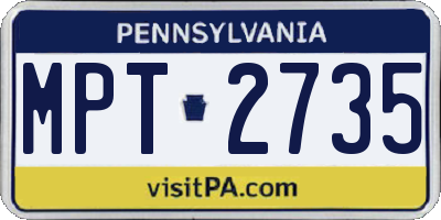 PA license plate MPT2735
