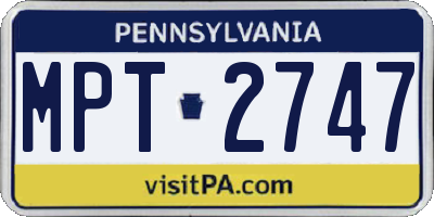 PA license plate MPT2747