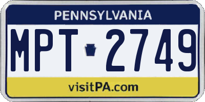 PA license plate MPT2749