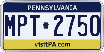 PA license plate MPT2750