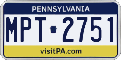 PA license plate MPT2751