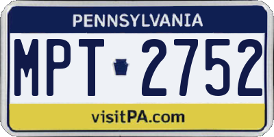 PA license plate MPT2752