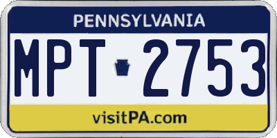PA license plate MPT2753