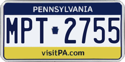 PA license plate MPT2755