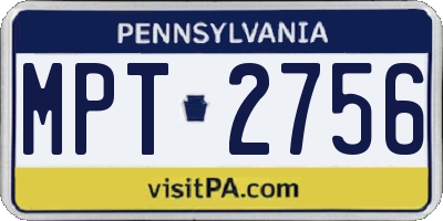 PA license plate MPT2756