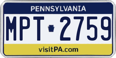 PA license plate MPT2759