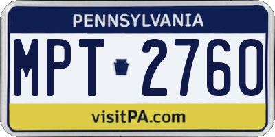 PA license plate MPT2760
