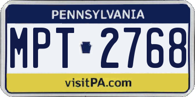 PA license plate MPT2768